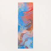 クリムゾン、赤面、青、金ゴールドマーブルアルコールインク ヨガマット (裏面)