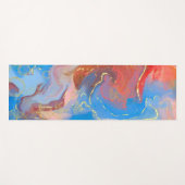 クリムゾン、赤面、青、金ゴールドマーブルアルコールインク ヨガマット (正面(横))