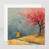 クリムゾン&金ゴールド：秋のウィスパリングダンスノテカード シーズンカード (正面/裏面)