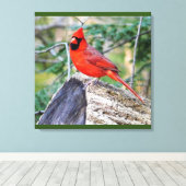 クリムゾン（鳥）ショウジョウコウカンチョウウッド キャンバスプリント (インサイチュ (ウッドフロア))