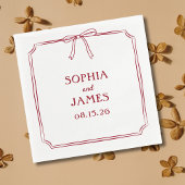 クリムッエレガントク赤シンプルクラシックボー結婚ズ スタンダードカクテルナプキン