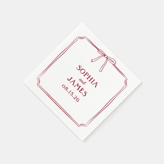 クリムッエレガントク赤シンプルクラシックボー結婚ズ スタンダードカクテルナプキン (角)