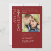 クリムッモダンクミニマル・レッド婚約パーティ写真 招待状 (正面)