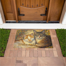 クリムトにインスパイアされた最高の猫の友達のドアマット ドアマット