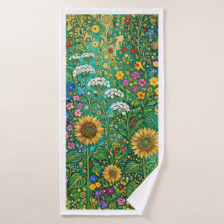 クリムトのひまわりの草原 バスタオル