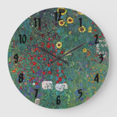 クリムトのひまわり畑、ヴィンテージ花 ラージ壁時計 (正面)