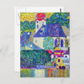 クリムトのウンテラッハ・アッター湖の聖ヴォルフガング教会 ポストカード (正面/裏面)