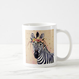 クリムトのシマウマ花で飾られる コーヒーマグカップ