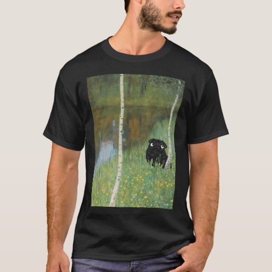クリムトのバーチレイク風のパグ Tシャツ (正面)