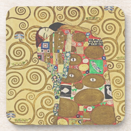 クリムトの抱擁 ゴールドアート コースター (正面)