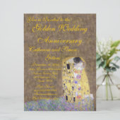 クリムトの接吻　ゴールドの結婚記念日招待状 招待状 (スタンド正面)