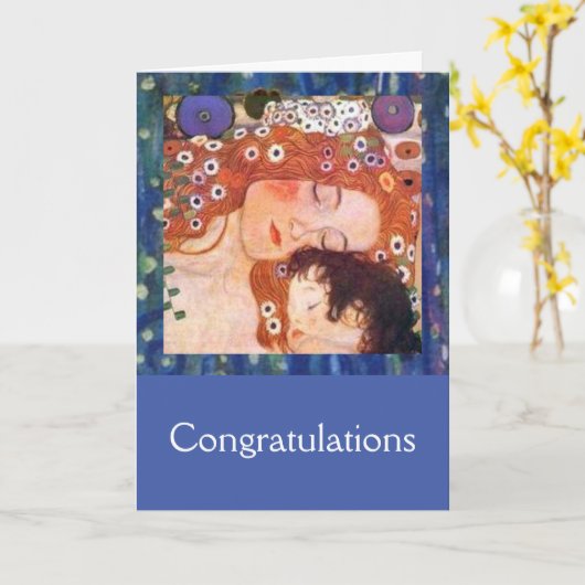 クリムトの「母と子」 カード (黄色い花)