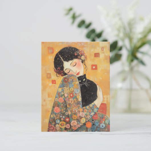 クリムトインスパイアと猫 ポストカード (スタンド正面)