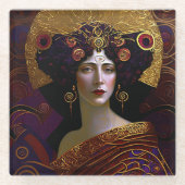 クリムトインスパイアクイーン女神ガラスコースター ガラスコースター (正面)