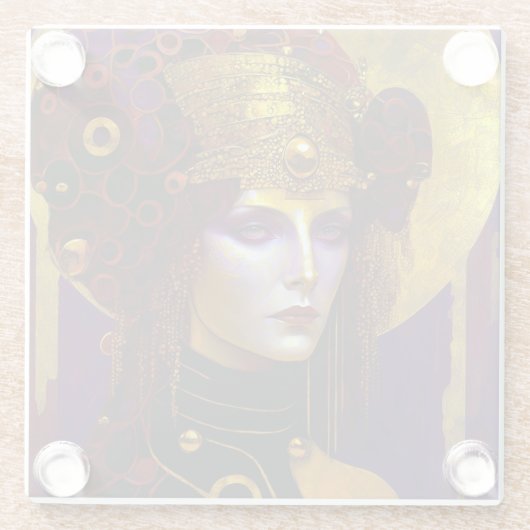 クリムトインスパイアクイーン女神ガラスコースター ガラスコースター (裏面)