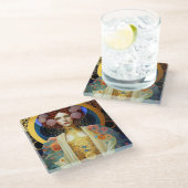 クリムトインスパイアクイーン女神ファンタジーアート ガラスコースター (アングル)