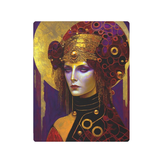 クリムトインスパイアクイーン女神メタルプリント メタルプリント (正面)