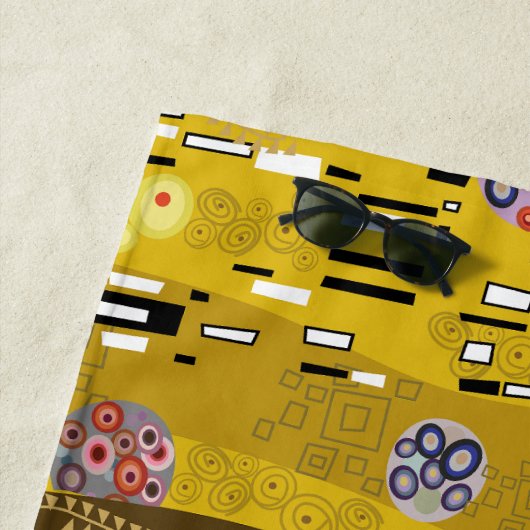 クリムトインスパイア金ゴールドパターンアールヌーボーザキス ビーチタオル (インサイチュ)