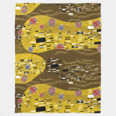 クリムトインスパイア金ゴールドパターンアールヌーボーザキス フリースブランケット (正面)