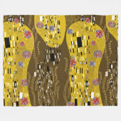 クリムトインスパイア金ゴールドパターンアールヌーボーザキス フリースブランケット (正面(横))