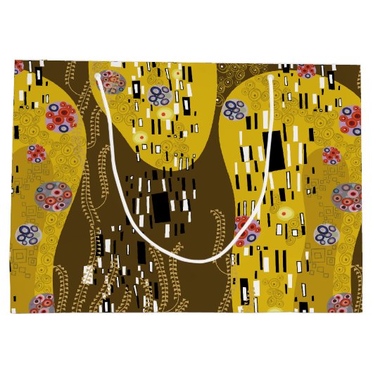 クリムトインスパイア金ゴールドパターンアールヌーボーザキス ラージペーパーバッグ (裏面)