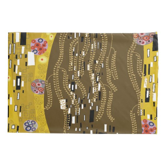 クリムトインスパイア金ゴールドパターンアールヌーボーザキス 枕カバー (裏面-左)