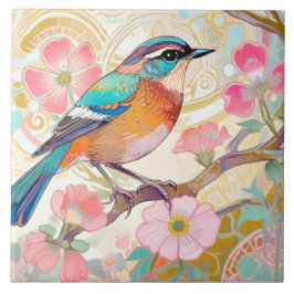 クリムトオリエンタルアジアアールヌーボーインスピオフローラバード タイル