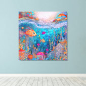 クリムトカラフルお洒落スタイルの水中渦 キャンバスプリント (インサイチュ (ウッドフロア))