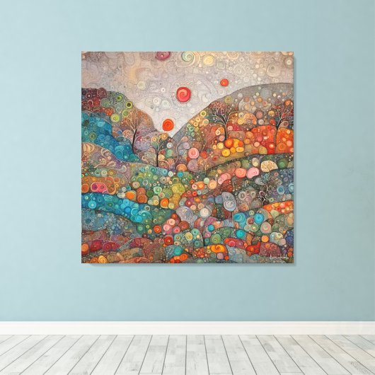クリムトカラフルお洒落横旋回 キャンバスプリント (インサイチュ (ウッドフロア))