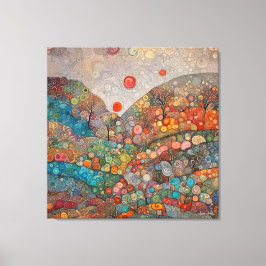 クリムトカラフルお洒落横旋回 キャンバスプリント