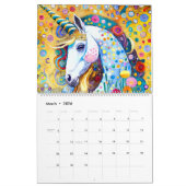 クリムトスタイルかわいいカラフルファンタジーユニコーン新年 カレンダー (3月 2026)