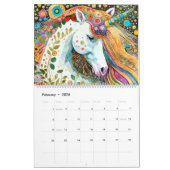 クリムトスタイルかわいいカラフルファンタジーユニコーン新年 カレンダー (2月 2026)