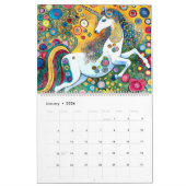 クリムトスタイルかわいいカラフルファンタジーユニコーン新年 カレンダー (1月 2026)