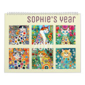 クリムトスタイルかわいいカラフル猫たち新年 カレンダー (カバー)