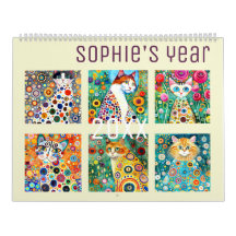 クリムトスタイルかわいいカラフル猫たち新年