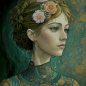 クリムトスタイルの女の子で花を髪の切り離し 薄葉紙