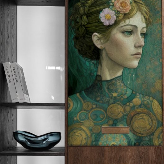 クリムトスタイルの女の子で花を髪の切り離し 薄葉紙