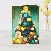 クリムトスタイルの豪華なクリスマスカード カード (黄色い花)