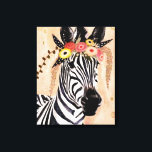 クリムトゼブラ |花の冠 キャンバスプリント<br><div class="desc">このプリントは、花の冠に飾られた甘いゼブラを特徴としている | Victoria Borges著。イメージID: 128246GG</div>