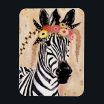 クリムトゼブラ |花の冠 マグネット<br><div class="desc">このプリントは、花の冠に飾られた甘いゼブラを特徴としている | Victoria Borges著。イメージID: 128246GG</div>