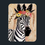 クリムトゼブラ |花の冠 マグネット<br><div class="desc">このプリントは、花の冠に飾られた甘いゼブラを特徴としている | Victoria Borges著。イメージID: 128246GG</div>