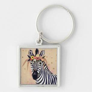 クリムトゼブラ 花飾り キーホルダー