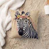 クリムトゼブラ |花飾り クッション (ブランケット)