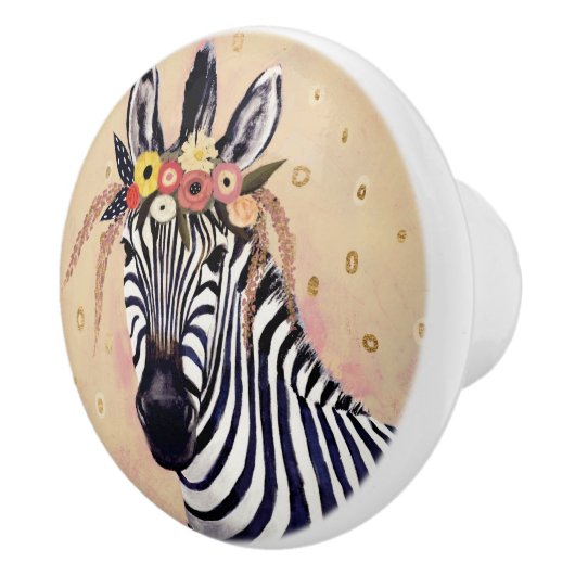 クリムトゼブラ |花飾り セラミックノブ (右)