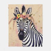 クリムトゼブラ |花飾り フリースブランケット (正面)