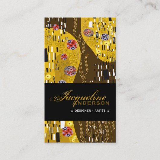 クリムトパターインスパイアンアールヌーボーシック金ゴールドデコ 名刺 (正面)