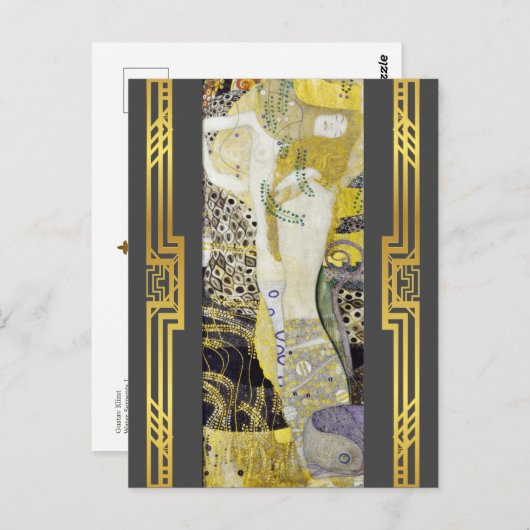 クリムト復元された水の蛇のアールヌーボー絵を描ズ ポストカード (正面/裏面)