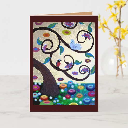 クリムト木 カード (黄色い花)