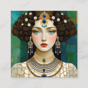 クリムト絵画の石質感、ポートレート、フローラ スクエア名刺