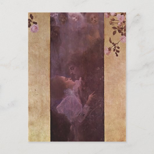 クリムト、グスタフは技術Liebeの1895年の死にますか。l auf Lein ポストカード (正面)